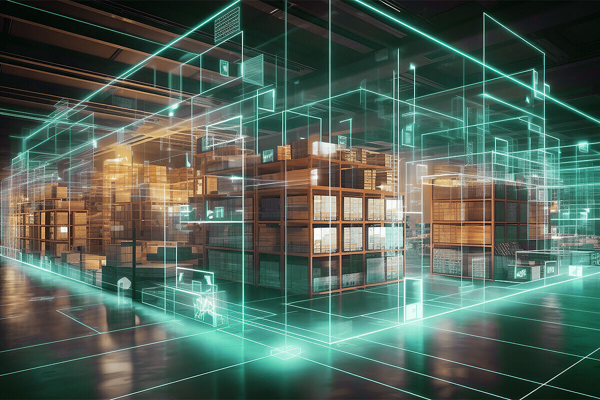 Illustration of a digital warehouse
